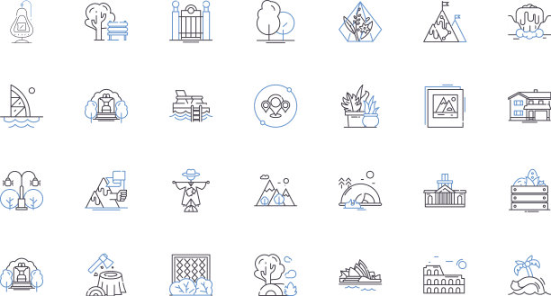 高科技园林线条图标集合图片下载