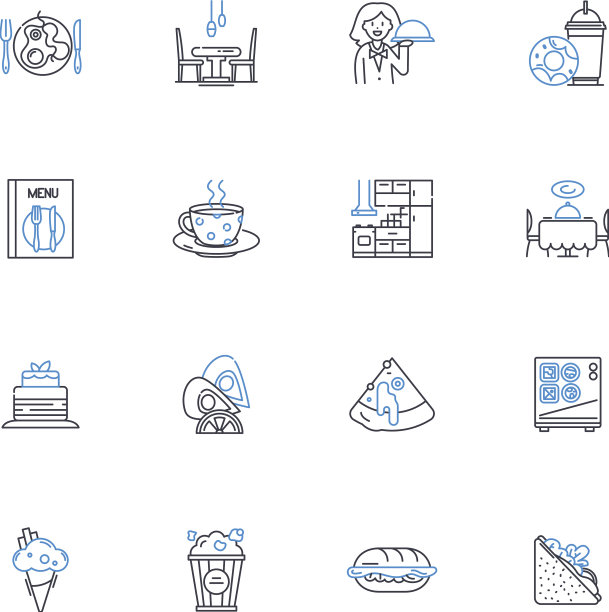 烹饪出口线图标收集美食图片下载