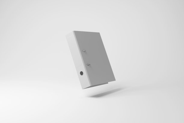 白色的环状活页夹漂浮在半空中，白色的背景创造单色风格。说明办公室和商业文件的组织概念图片下载