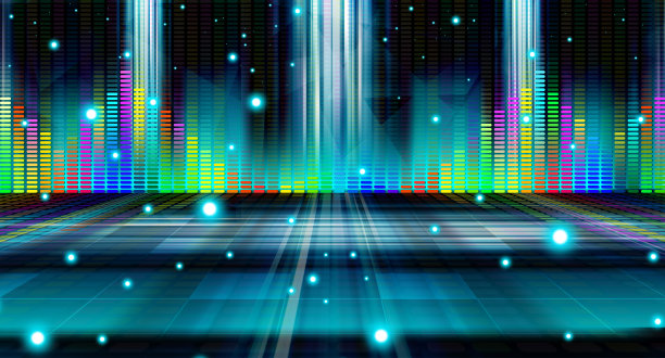 黑色背景上的音乐均衡器图形图片下载