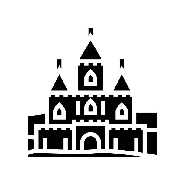 冰城堡冬季字形图标矢量插图图片下载