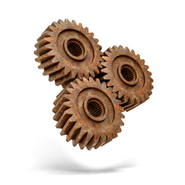 旧的老式框架从生锈的齿轮孤立在白色背景。3d插图。图片下载