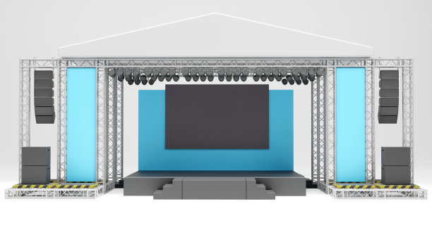 户外活动舞台设计的3d效果图，用于灯光和音响系统的展示，音乐会演出业务图片下载