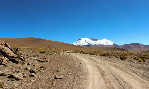 玻利维亚高原沙漠中的土路图片下载