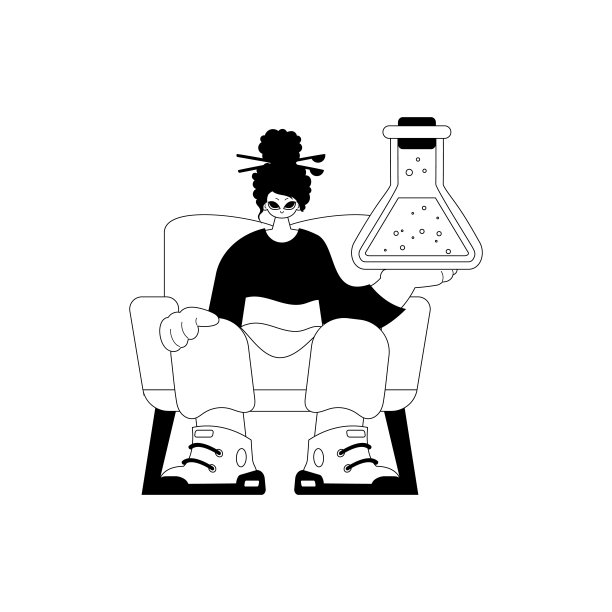 被化学物质撞击的精力充沛的女士。学习主题。暗白线工艺。时尚的风格，矢量插图图片下载