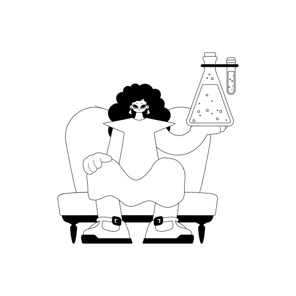充满活力的女人与化学颠簸学习科目矢量插画图片下载