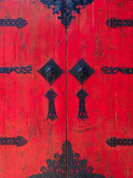复古的红色木门背景图片下载