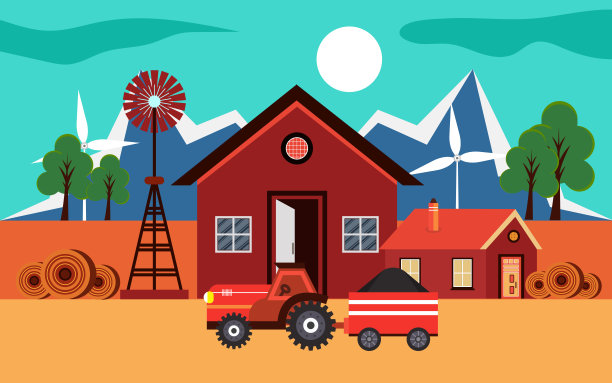 田园秋景。矢量设计图片下载