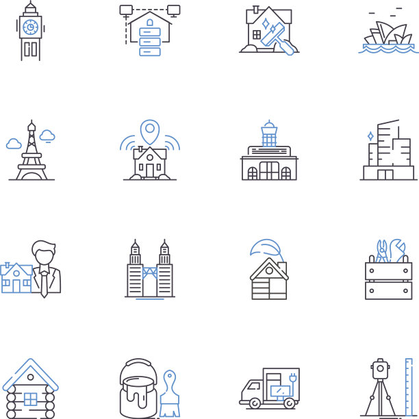 宫殿线条图标收藏雄伟帝王图片下载