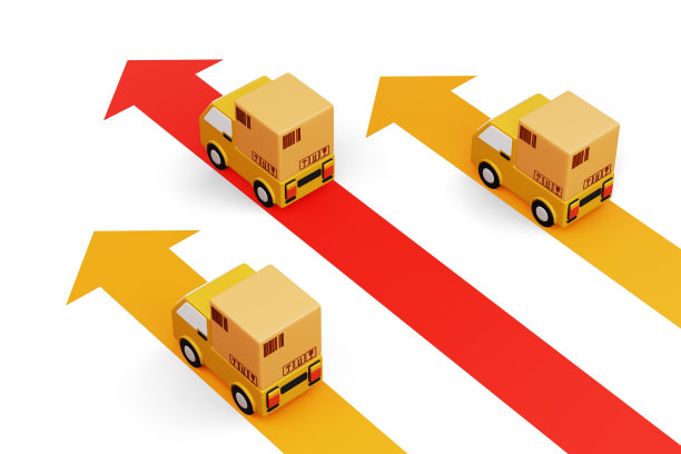 快递车与包裹箱，运输车辆，3d渲染图片下载