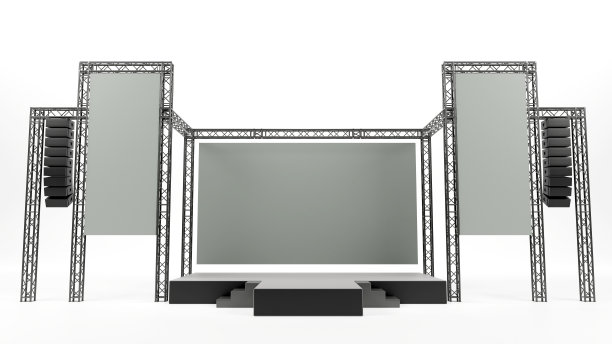 舞台表演和桁架结构的三维渲染与音响系统的演唱会演出业务图片下载