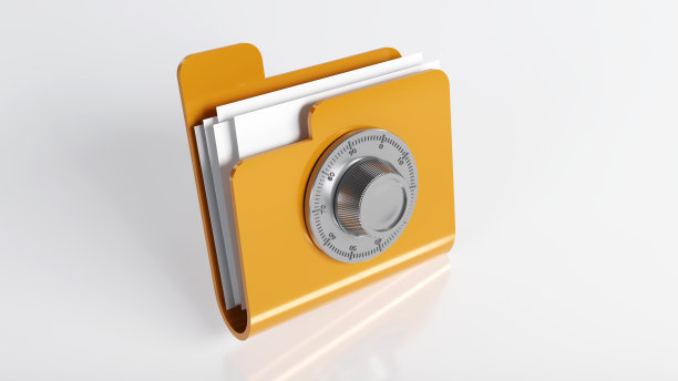 3d渲染文件文件夹与密码锁，数据保护的概念图片下载