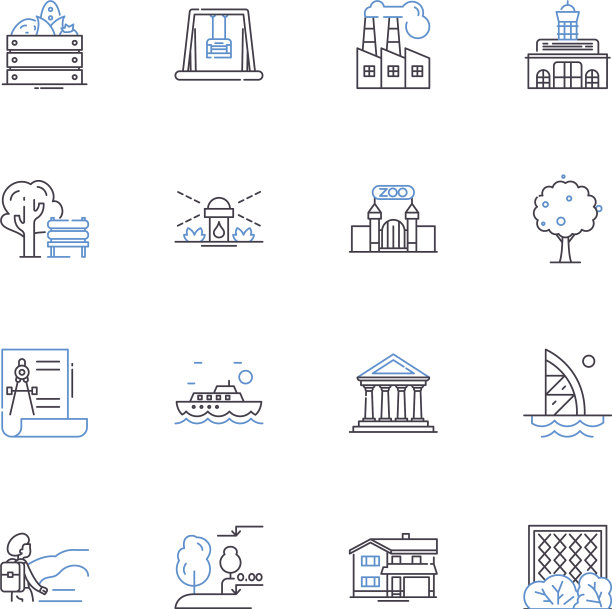 海滨辉煌线条图标集合海洋图片下载