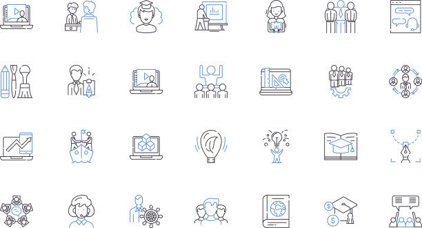 休闲行业线条图标集合图片下载