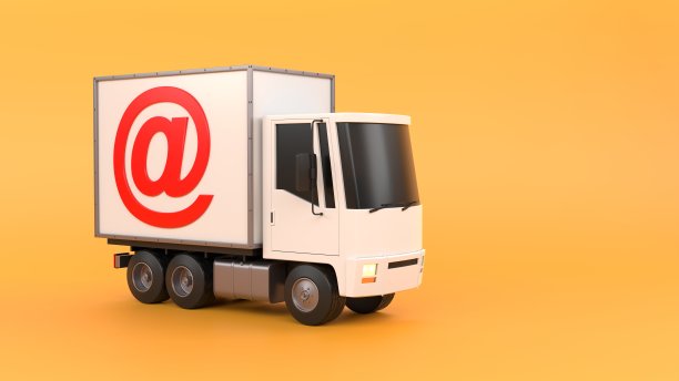 侧面有at标志的箱形卡车图片下载