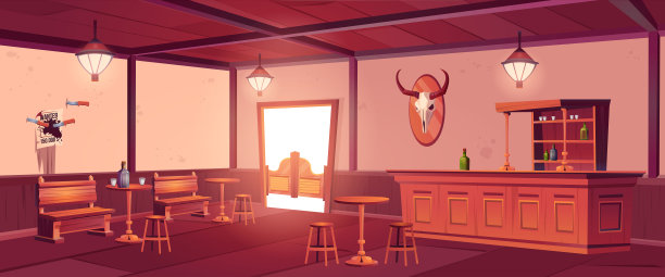 老西部酒吧，狂野西部的牛仔酒吧图片下载