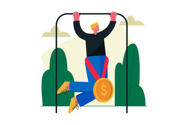 男子举起沉重的货币硬币重量，加强经济和金融业务矢量插图设计概念图片下载