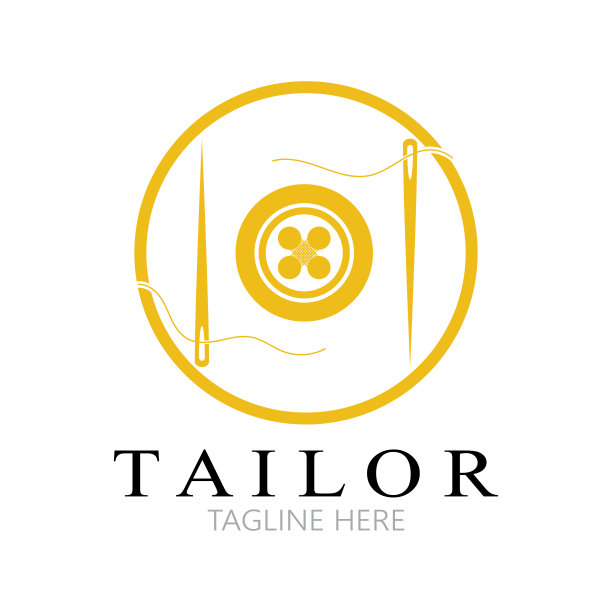 裁缝标志图标插画模板结合了衣服纽扣，线和缝纫机，用于服装产品设计，对流公司，时尚的矢量形式图片下载