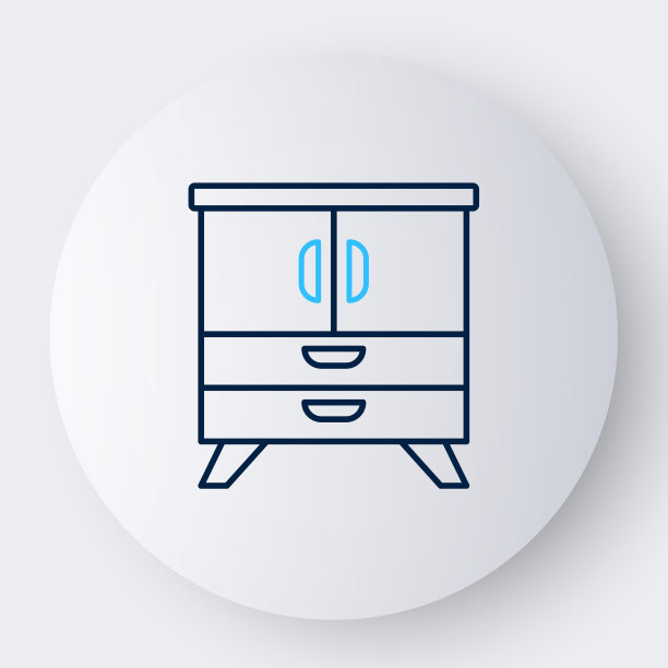 线条柜的抽屉图标孤立的白色背景。色彩缤纷的轮廓概念。向量图片下载