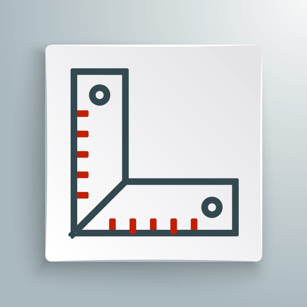 线角标尺图标孤立的白色背景。方尺，角尺，木工，量具，比例尺。色彩缤纷的轮廓概念。向量图片下载