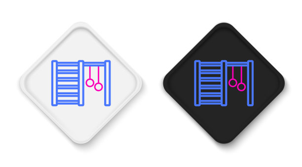 线木瑞典墙图标孤立在白色背景。瑞典的楼梯。色彩缤纷的轮廓概念。向量图片下载