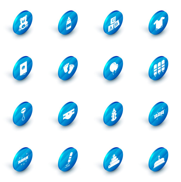 集奶瓶，ABC块，连体衣，淋浴邀请卡，海报，拨浪鼓婴儿玩具，脚印，蜡笔绘画和气球带图标。向量图片下载