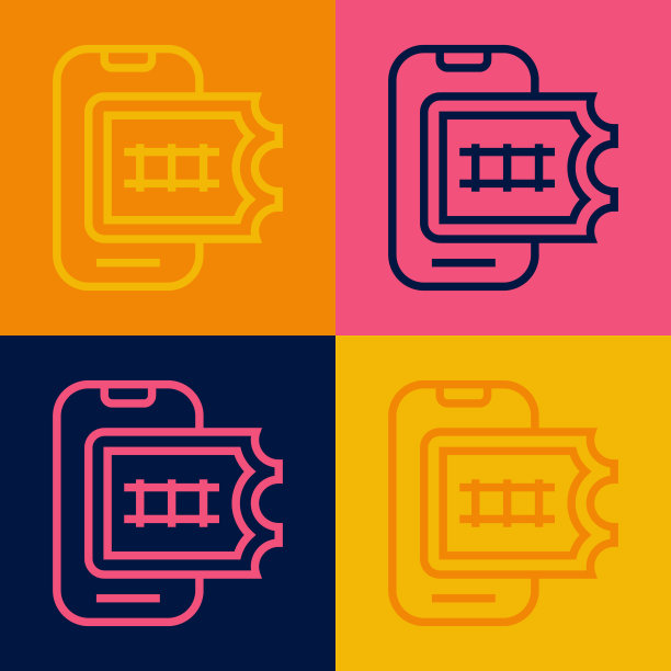 在线订票和购买应用程序界面图标孤立的彩色背景。代理商手中排序。屏幕上的电子火车票。向量图片下载