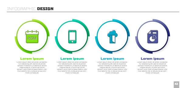 设置日历，手机，云数据库和文档与图表。业务信息图表模板。向量图片下载