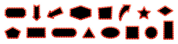 复古灯箱模板集。复古招牌图标集。矢量插图。图片下载