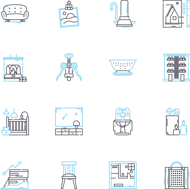 时装设计线性图标集高级定制图片下载