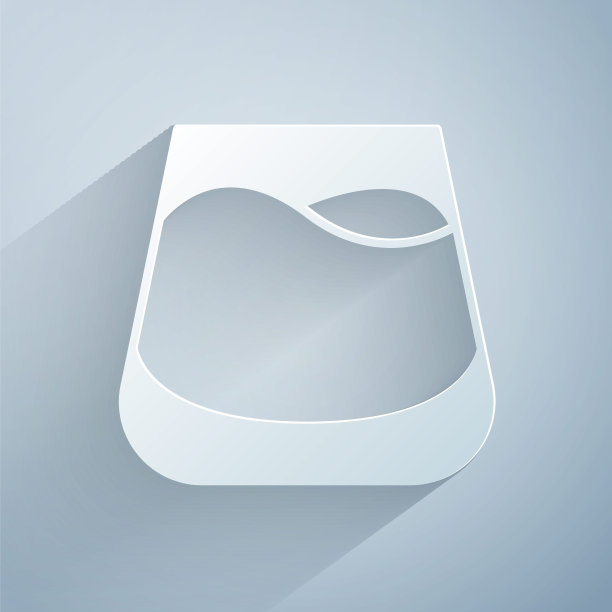 剪纸玻璃威士忌图标孤立在灰色背景。纸艺风格。向量图片下载