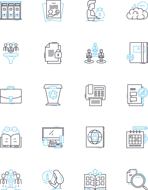 健身中心线性图标集健身运动图片下载