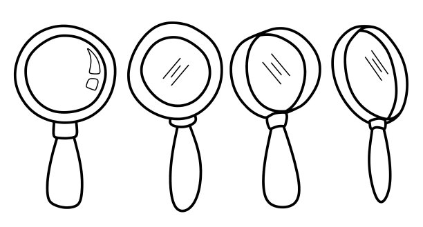 涂鸦一套可爱的放大镜。涂鸦放大镜图标。手绘放大镜图标。图片下载