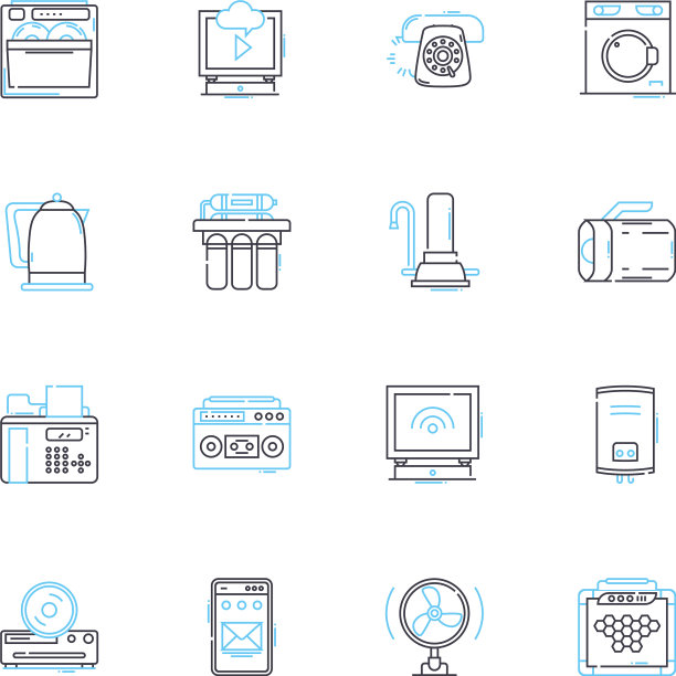 杂货市场线性图标集生产熟食图片下载