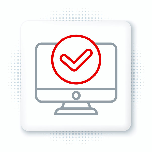 联机计算机显示器屏幕图标孤立在白色背景上。电子装置。前视图。色彩缤纷的轮廓概念。向量图片下载