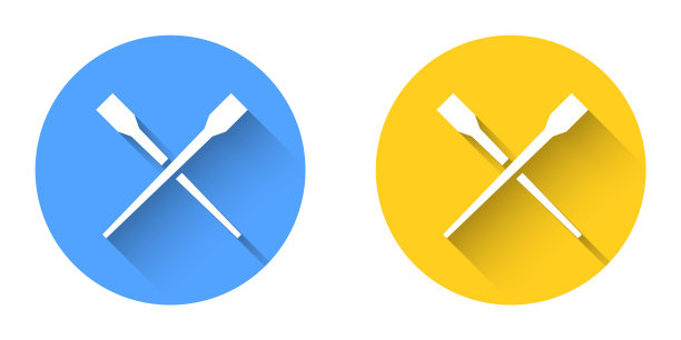 白色食品筷子图标与长阴影背景隔离。用来做亚洲菜的韩国木棒。东方器具。圆按钮。向量图片下载