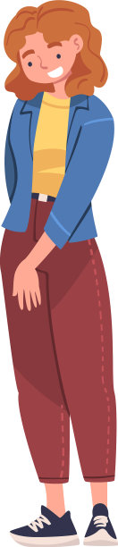 快乐微笑的短头发女人角色图片下载