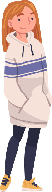 快乐微笑的少女角色站在一起图片下载