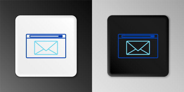 在线邮件和电子邮件图标隔离在灰色背景。信封符号e-mail。电子邮件消息标志。色彩缤纷的轮廓概念。向量图片下载