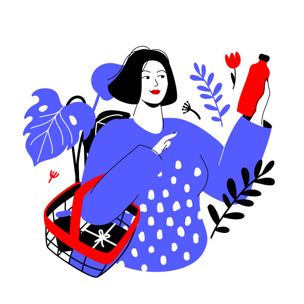 购买天然化妆品-彩色平面设计风格插图图片下载