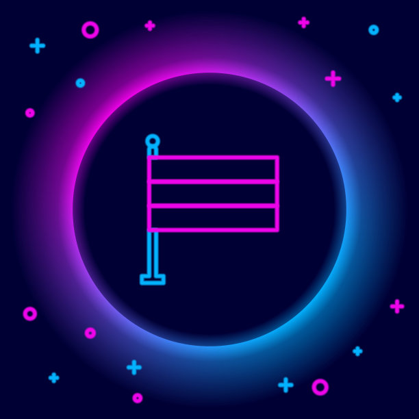 发光的霓虹灯线国家德国国旗图标孤立的黑色背景。色彩缤纷的轮廓概念。向量图片下载