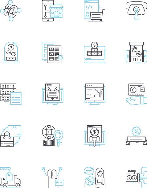 零售物品线性图标集服装鞋图片下载