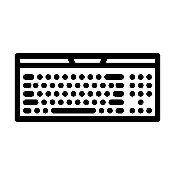 游戏电脑键盘线性图标矢量插图图片下载