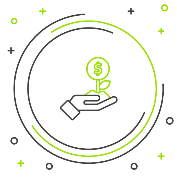 线美元植物图标隔离在白色背景。企业投资成长型理念。储蓄和投资。色彩缤纷的轮廓概念。向量图片下载