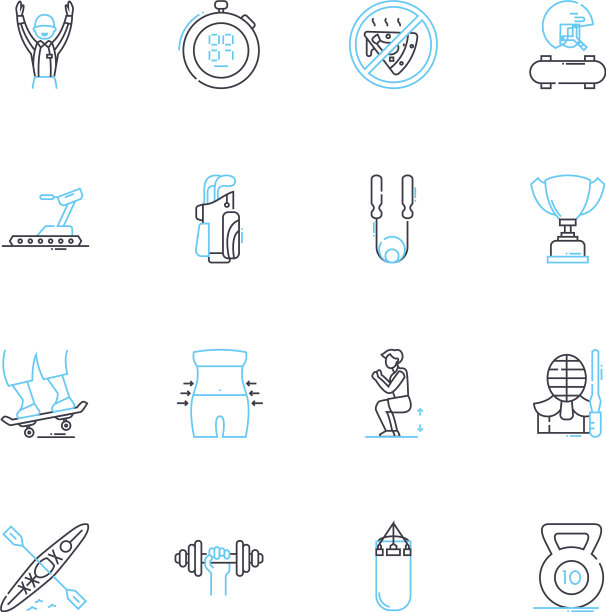 锻炼企业线性图标集健身图片下载