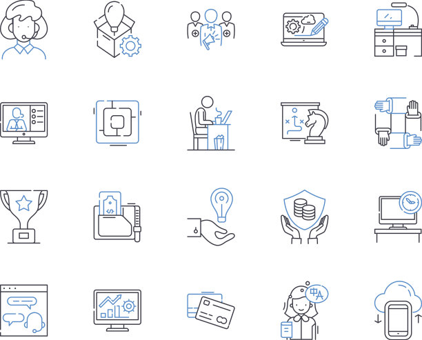 公司大厦线条图标收藏豪华图片下载