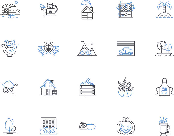 后院线条图标收集草坪天井图片下载