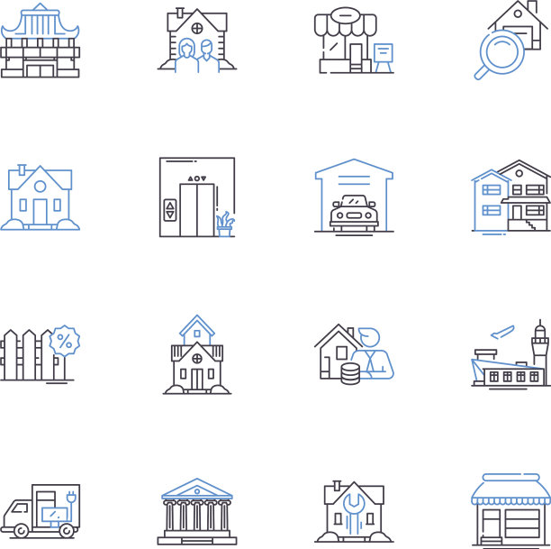 公寓线条图标集合豪华宽敞图片下载