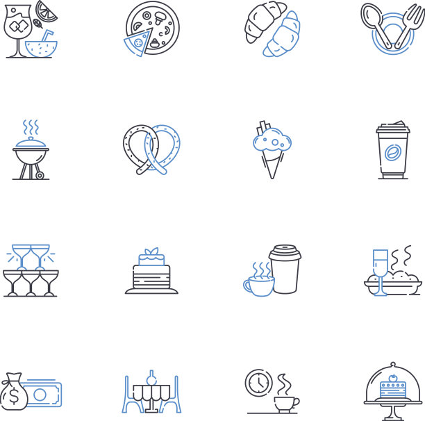 果汁吧线条图标收集新鲜健康图片下载