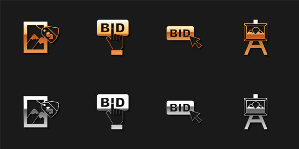 拍卖绘画、竞标图标矢量图图片下载